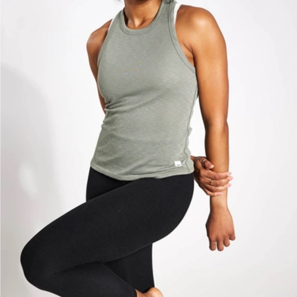 Vuori Olive Green Ribbed Racerback Tank Top